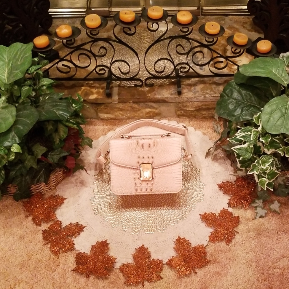 Faux Gator Shoulder Strap Handbag